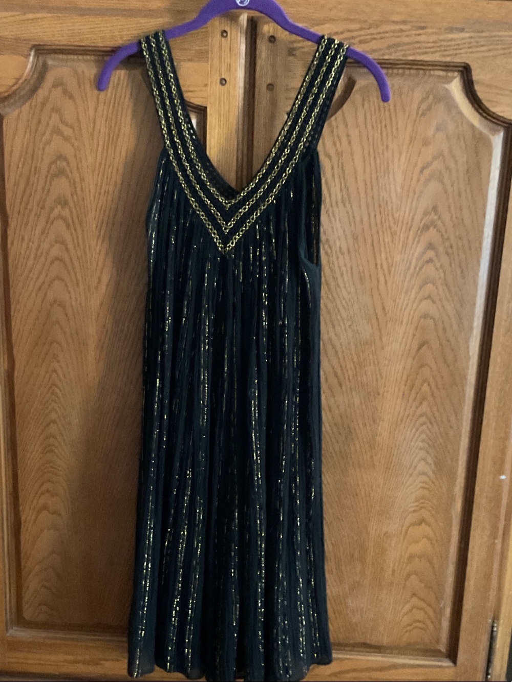 Black and Gold Sleeveless Swim Coverup Dress